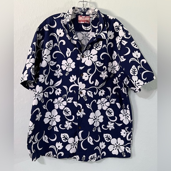 RJC HAWAIIAN FLOWER PRINT 100% COTTON BUTTON UP SHORT XL  #58 - Picture 1 of 6